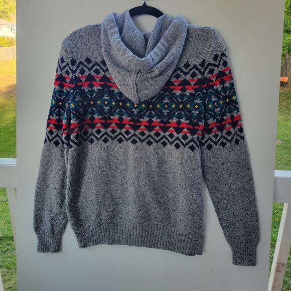 American Eagle Outfitters Fair Isle Hoodie Sweater XS Gray Seriously Soft Blend - Picture 4 of 9